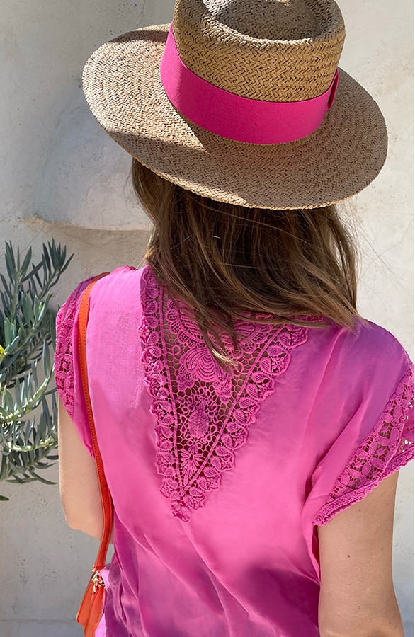Oversized Top Met Kant Roze – shoparchief