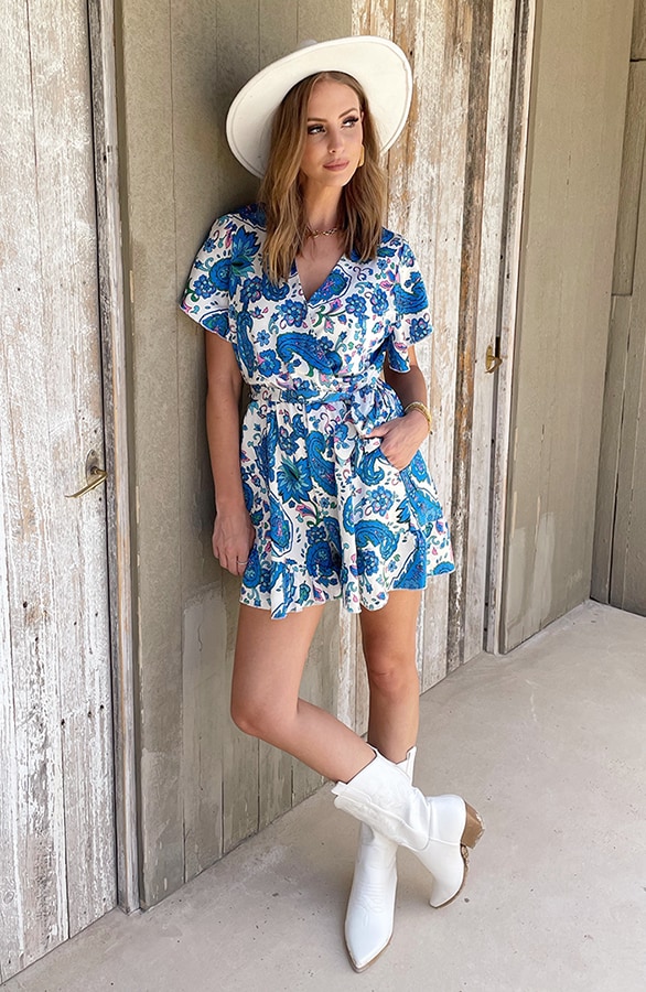 Playsuit Silk Paisley Kobalt – shoparchief, foto 2