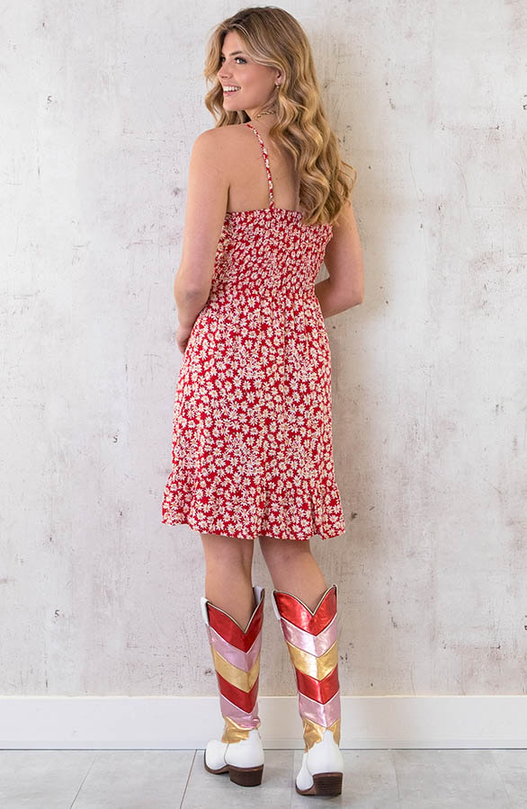 Spaghetti Jurk Flowers Rood – shoparchief, foto 10
