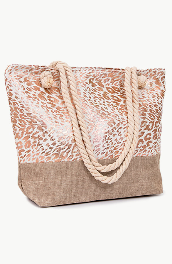 Strandtas Panter Metallic Rosé – shoparchief