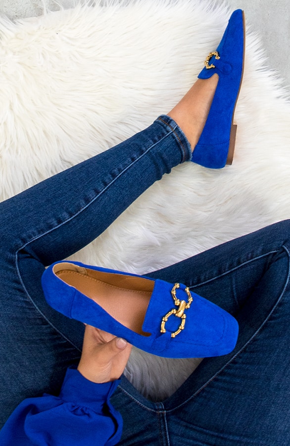 Suedine Chain Loafers Kobalt – shoparchief