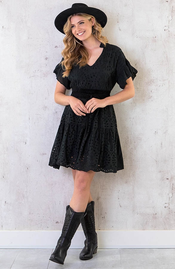 Yves Embroidery Jurk Zwart – shoparchief, foto 6