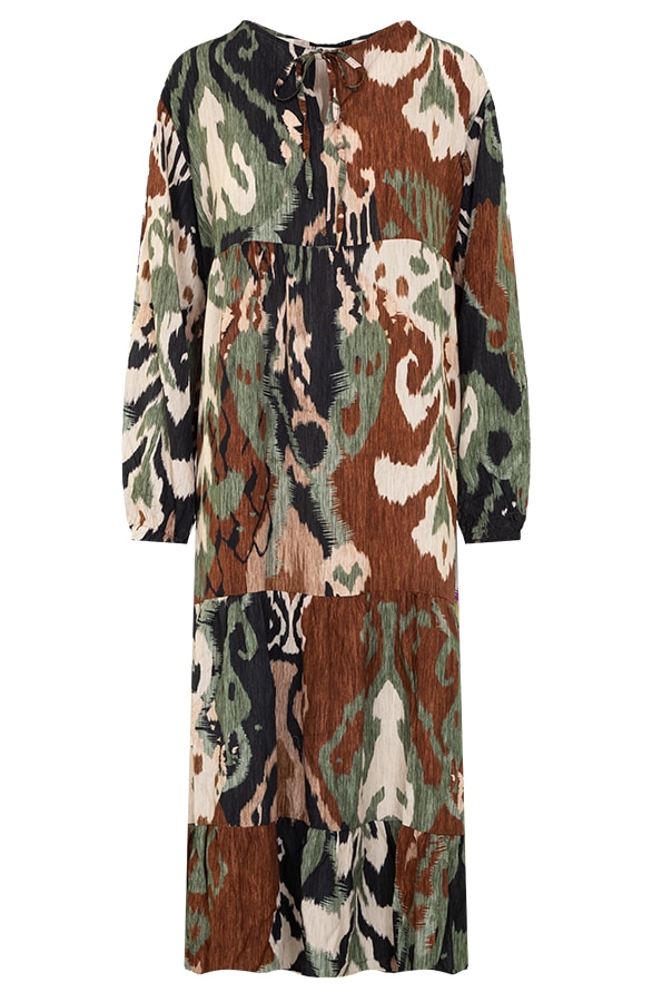 Maxi Dress Limited Print Zwart Bruin – shoparchief