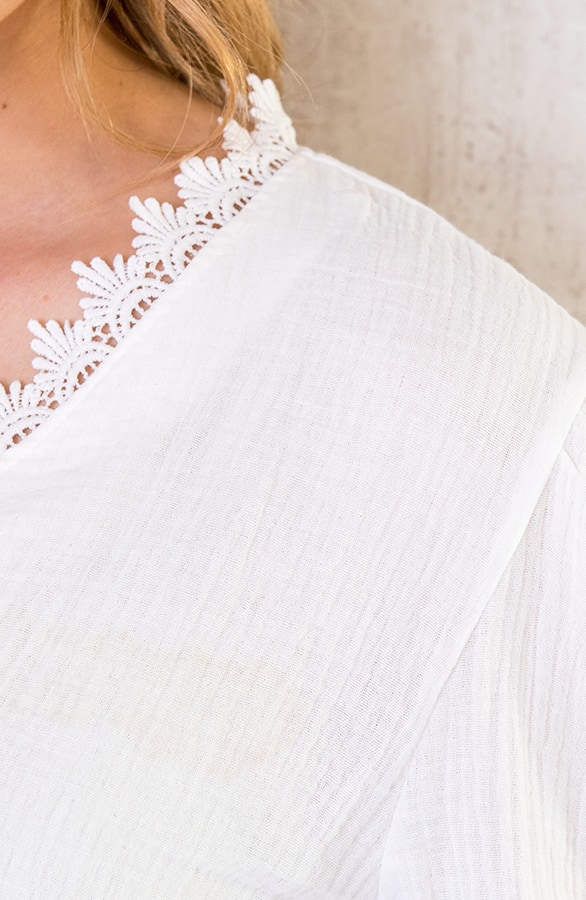 Mousseline Kanten Blouse Ecru – shoparchief, foto 16