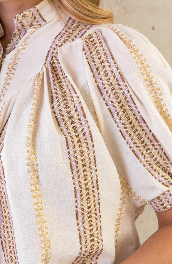 Pofmouwen Lurex Banen Blouse – shoparchief, foto 4