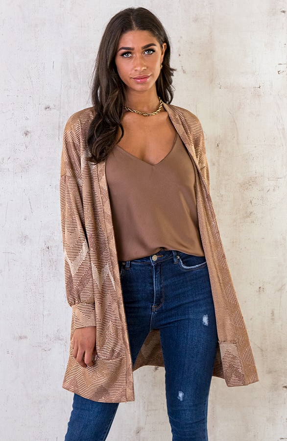 Print Lurex Vest Beige – shoparchief, foto 3