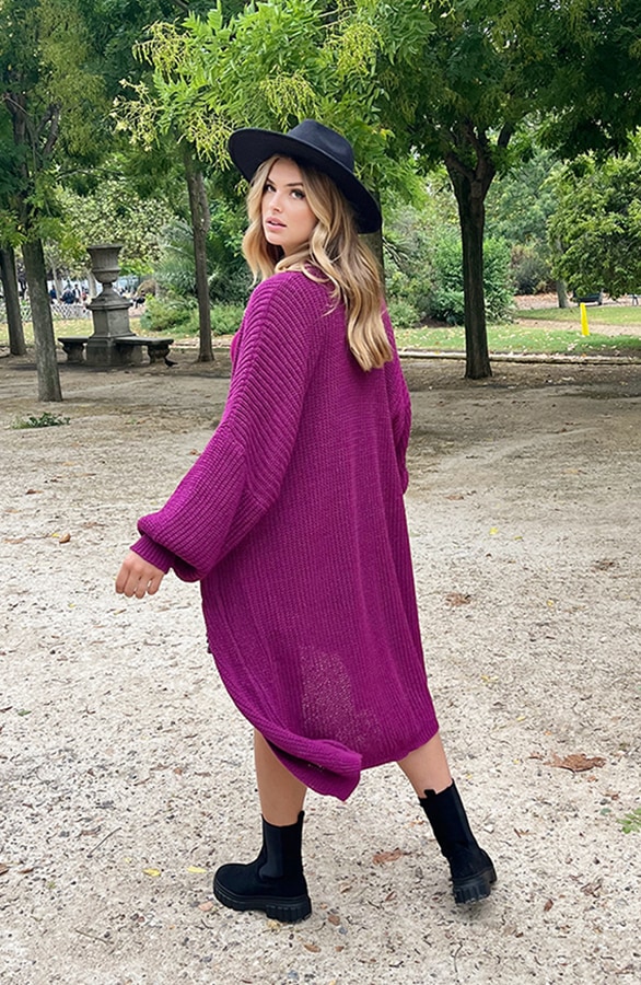 Gebreid Vest Met Zakken Magenta – shoparchief, foto 4