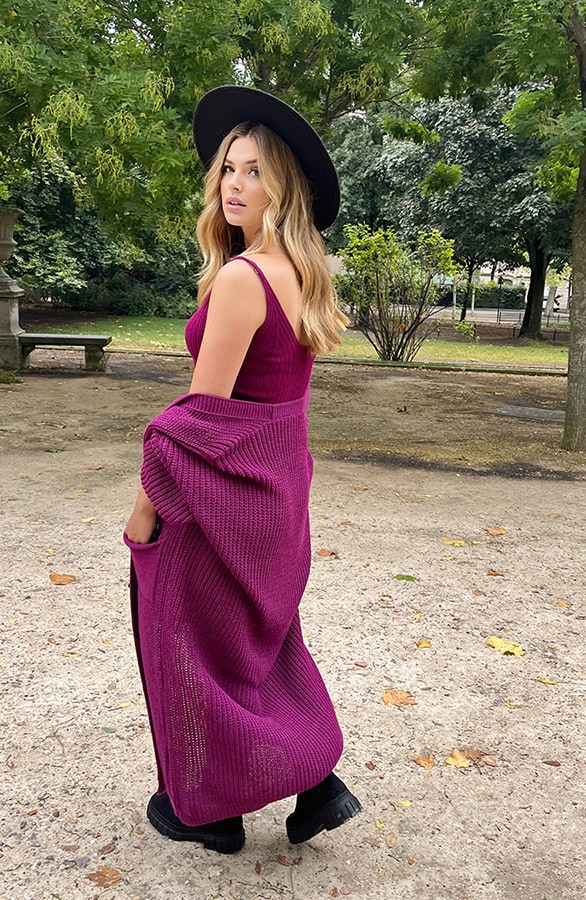 Gebreid Vest Met Zakken Magenta – shoparchief, foto 5