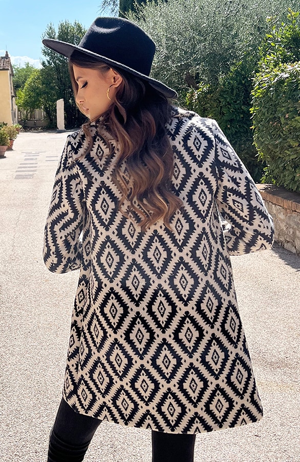 Aztec Printed Jas Zwart Wit – shoparchief, foto 8