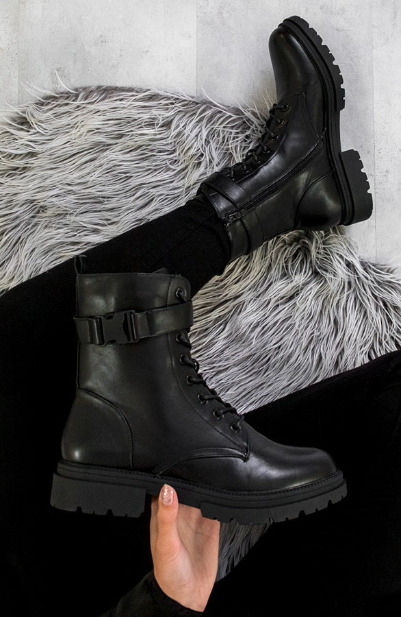 Biker Boots Met Klip Zwart – shoparchief
