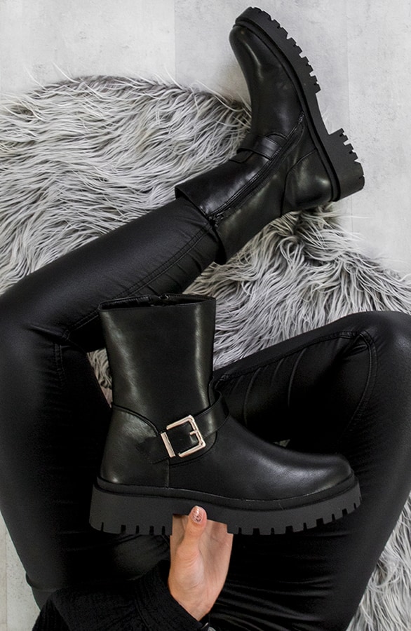 Boots Met Gesp Zwart – shoparchief