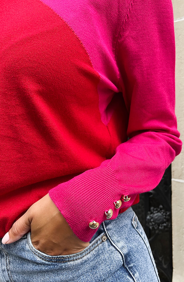 Color Blocking Longsleeve Fuchia Rood – shoparchief, foto 5