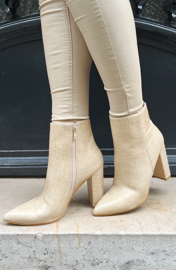 Croco Enkellaarsjes Beige – shoparchief, foto 2