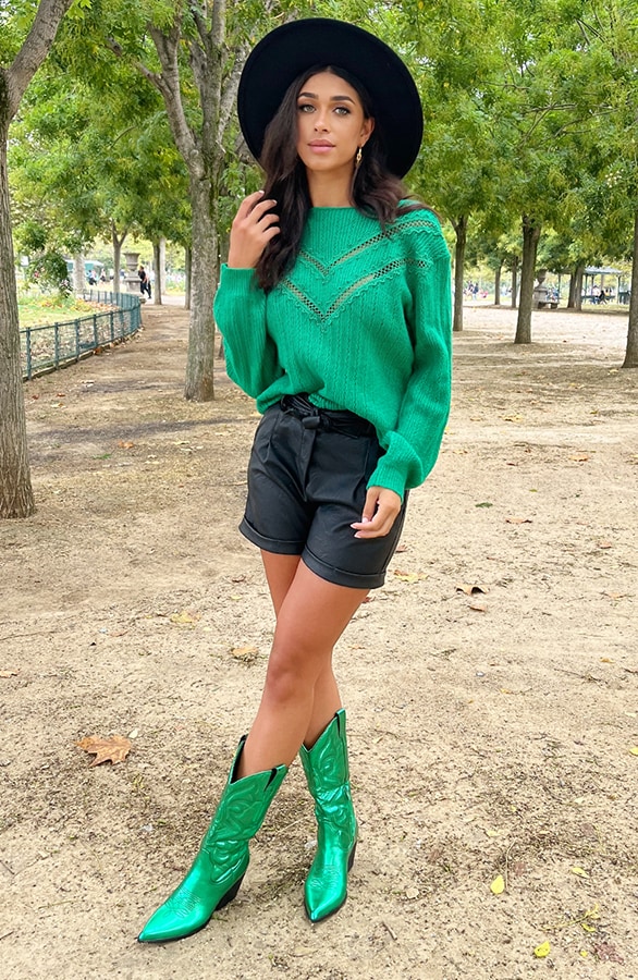 Detailed Sweater Bright Green – shoparchief, foto 2