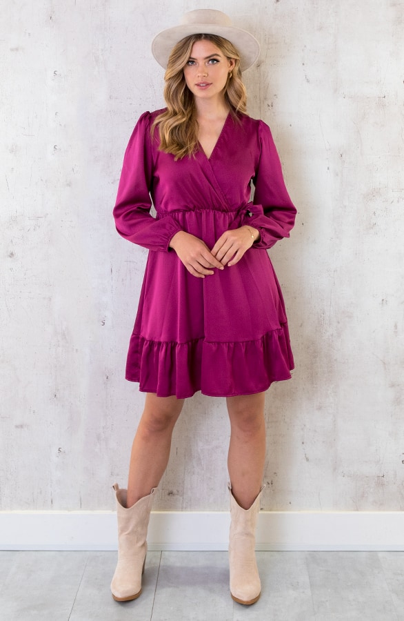 Flawless Ruffle Jurk Magenta – shoparchief, foto 6