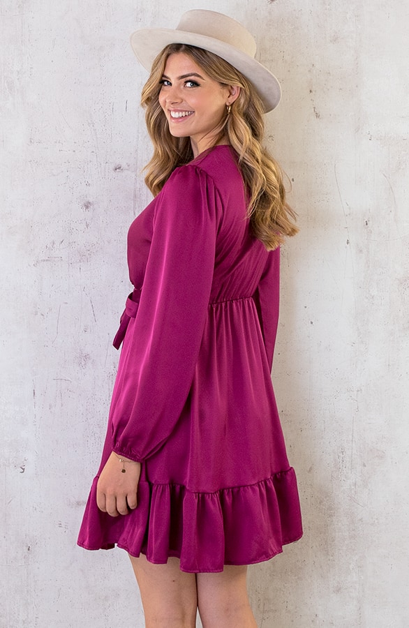 Flawless Ruffle Jurk Magenta – shoparchief, foto 4