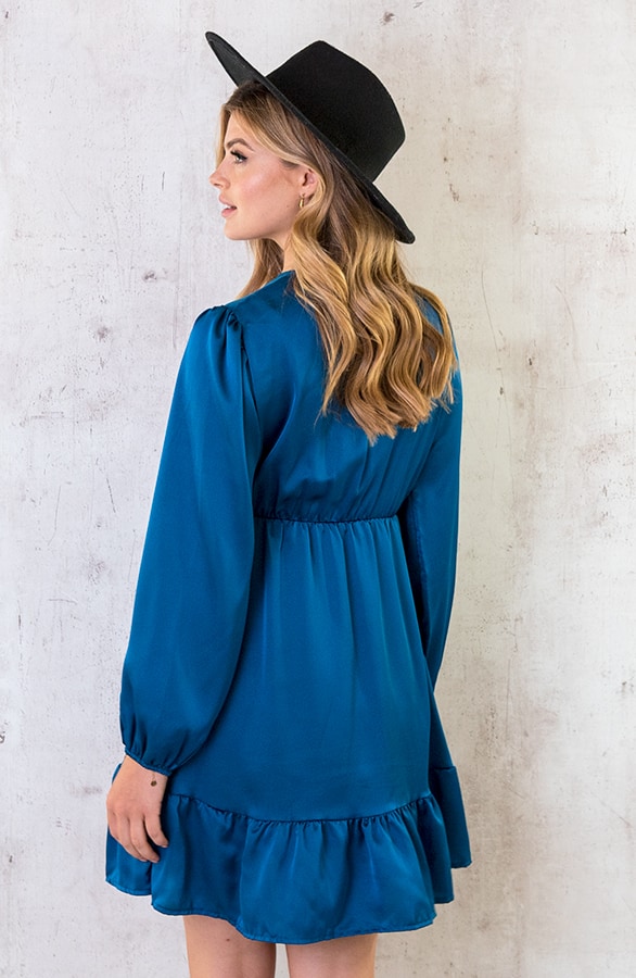 Flawless Ruffle Jurk Petrol – shoparchief, foto 5