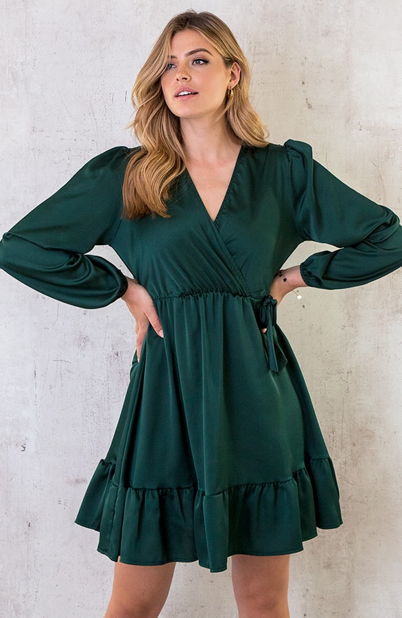 Flawless Ruffle Jurk Smaragd – shoparchief, foto 2