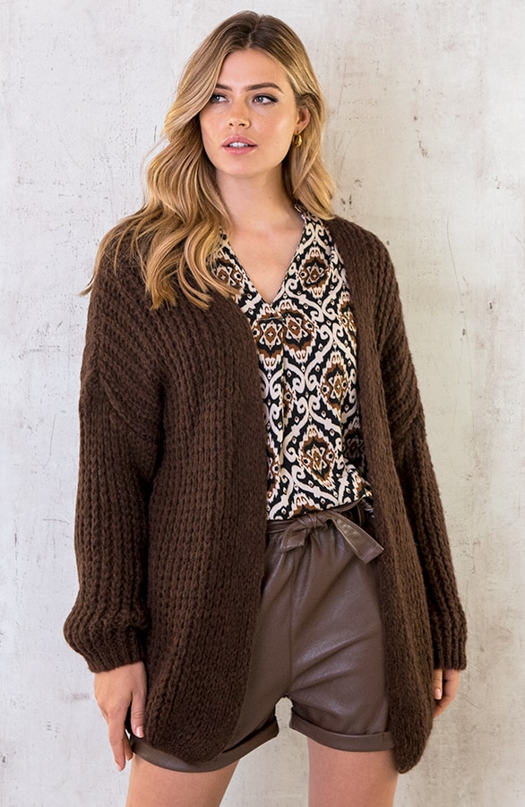 Gebreid Oversized Vest Choco – shoparchief
