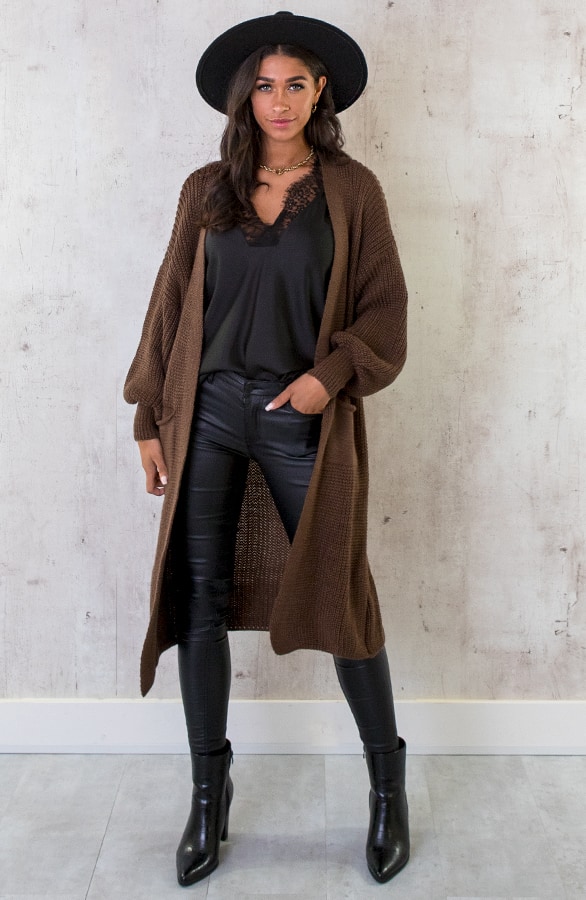 Gebreid Vest Met Zakken Choco – shoparchief, foto 2