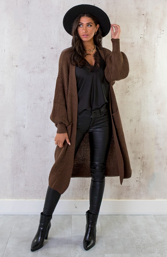 Gebreid Vest Met Zakken Choco – shoparchief