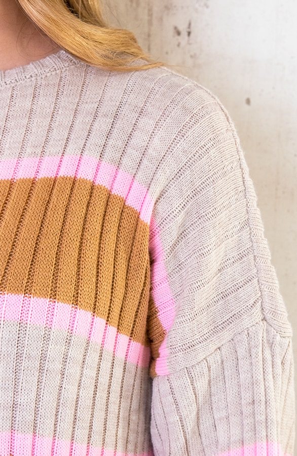 Gebreide Strepen Jurk Beige Roze – shoparchief, foto 11