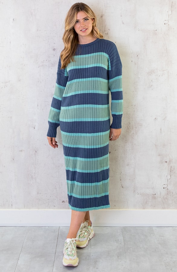 Gebreide Strepen Jurk Blauw – shoparchief, foto 2