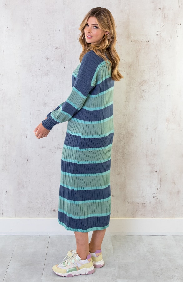 Gebreide Strepen Jurk Blauw – shoparchief, foto 4