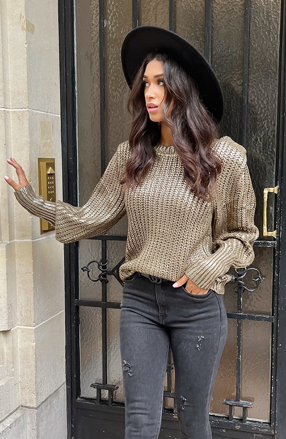 Gebreide Trui Metallic Gold – shoparchief, foto 4