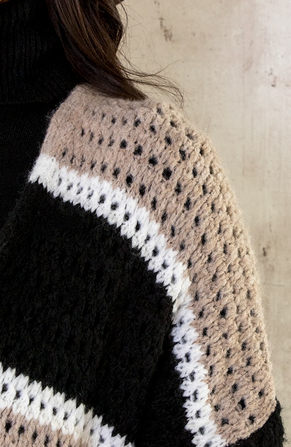Gehaakt Midi Strepen Vest Beige Zwart – shoparchief, foto 7