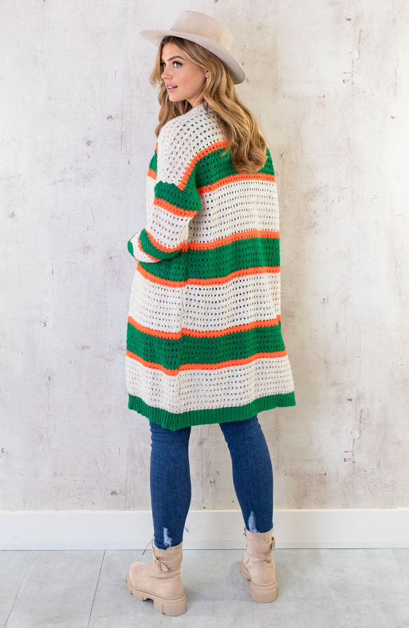 Gehaakt Midi Strepen Vest Groen Oranje – shoparchief, foto 7