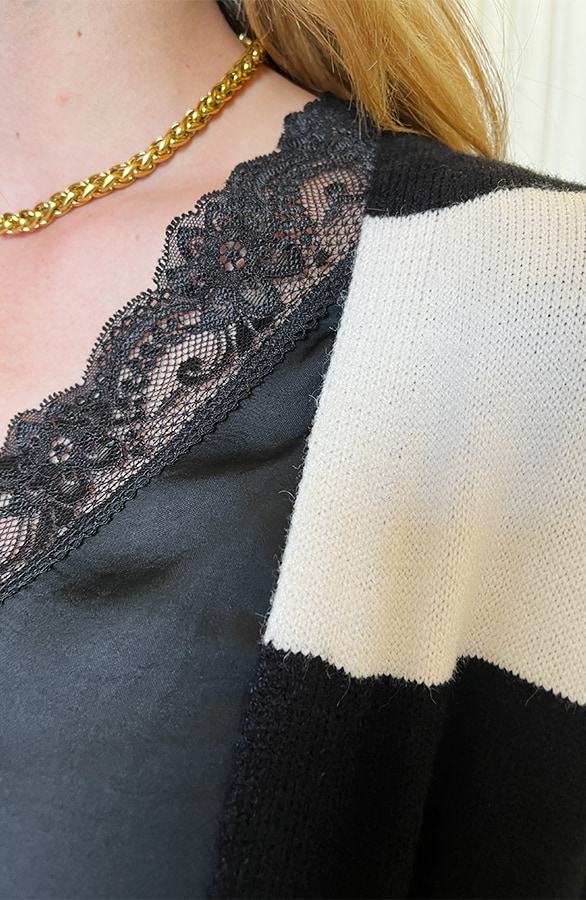 Gestreept Midi Vest Zwart Beige – shoparchief, foto 8