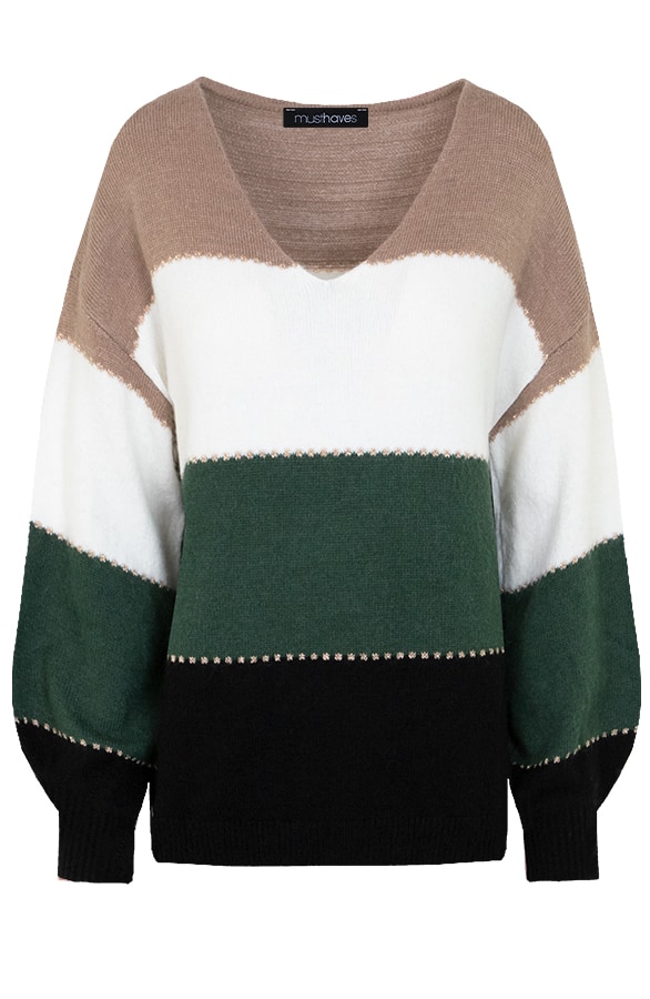 Gestreepte Dames Trui Smaragd 2.0 – shoparchief