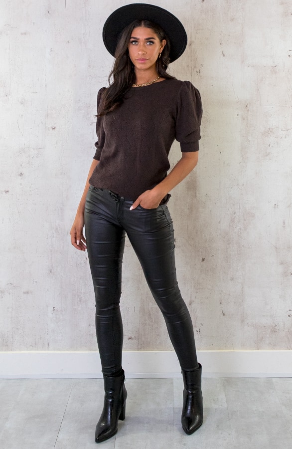 Hartjes Knitted Pofmouwen Top Choco – shoparchief, foto 11