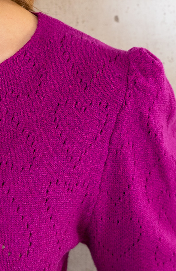 Hartjes Knitted Pofmouwen Top Magenta – shoparchief, foto 9