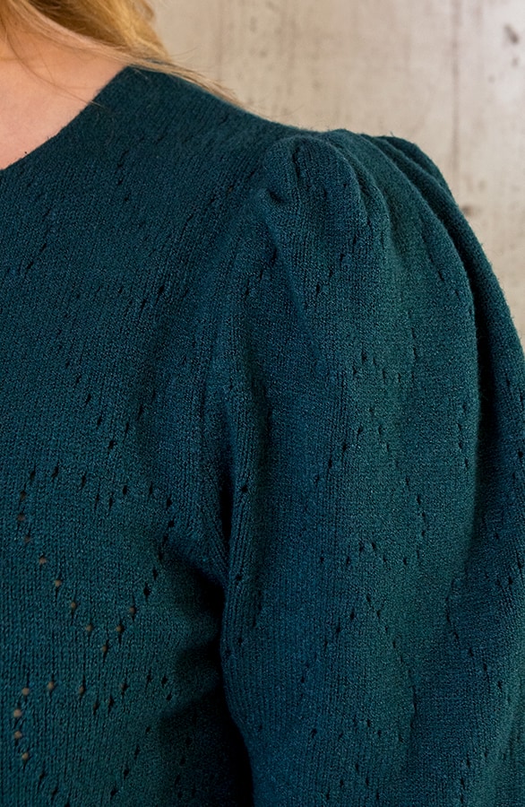 Hartjes Knitted Pofmouwen Top Smaragd – shoparchief, foto 5
