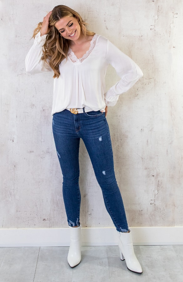 Kanten Silk Blouse Ecru – shoparchief, foto 7