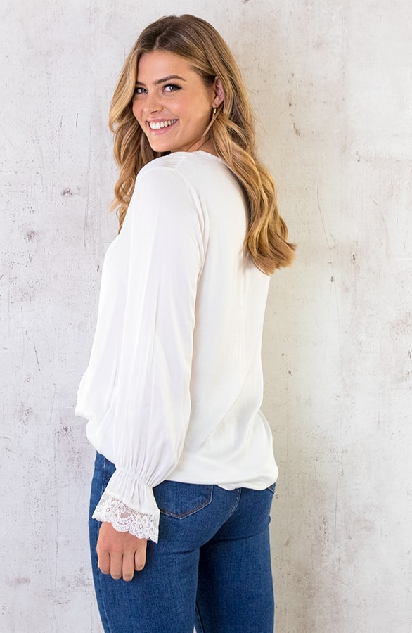 Kanten Silk Blouse Ecru – shoparchief, foto 5