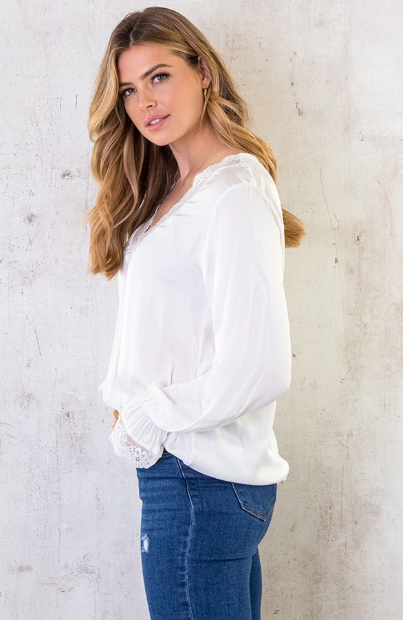 Kanten Silk Blouse Ecru – shoparchief, foto 4