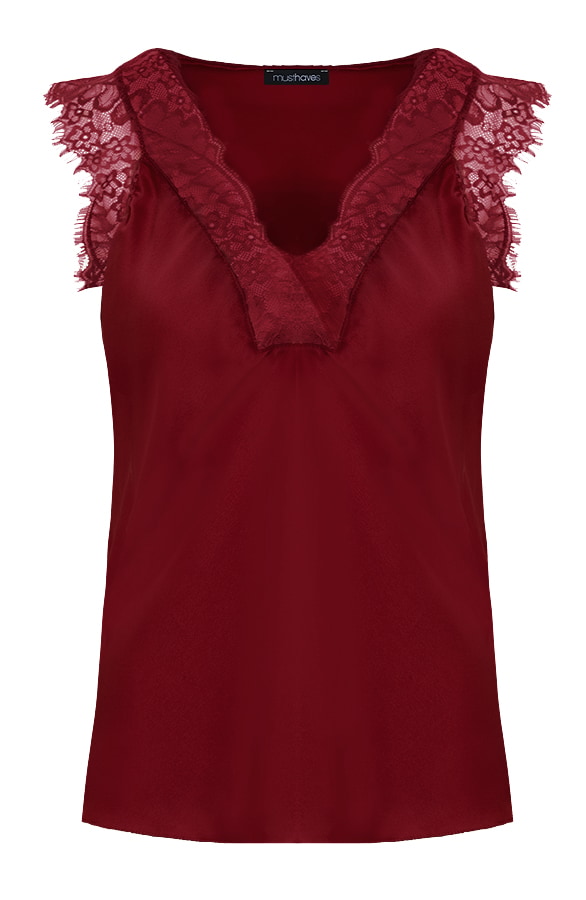 Kanten Silk Top Bordeaux – shoparchief