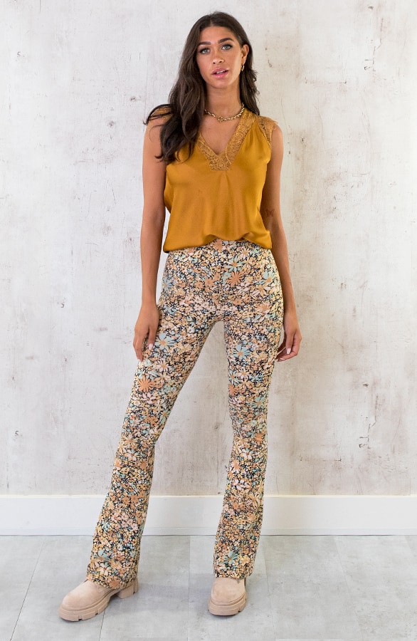 Kanten Silk Top Oker – shoparchief, foto 6