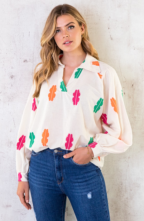 Katoenen Feather Blouse Neon – shoparchief