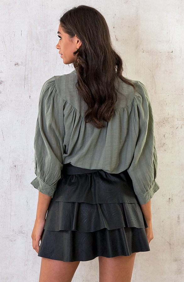 Katoenen Knopen Blouse Army – shoparchief, foto 4
