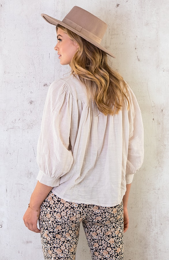 Katoenen Knopen Blouse Ecru – shoparchief, foto 4