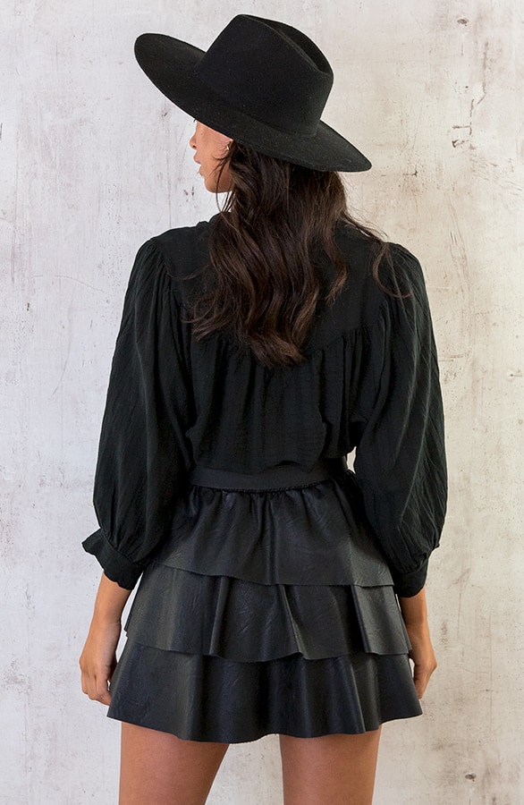 Katoenen Knopen Blouse Zwart – shoparchief, foto 5