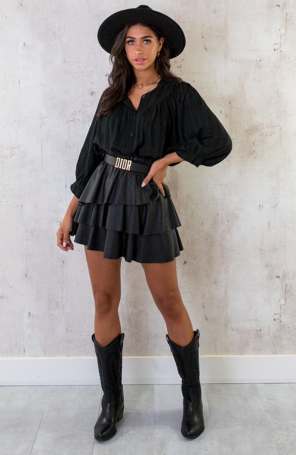 Katoenen Knopen Blouse Zwart – shoparchief, foto 7