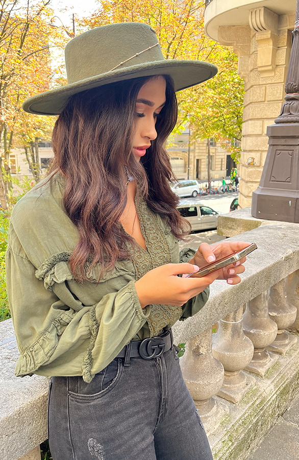 Katoenen Ruches Blouse Army – shoparchief, foto 4