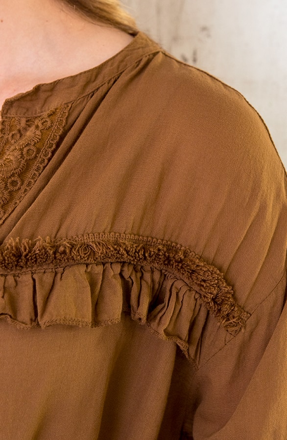 Katoenen Ruches Blouse Cognac – shoparchief, foto 10