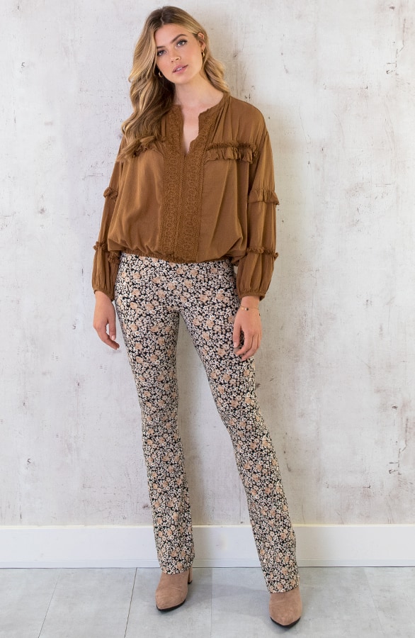 Katoenen Ruches Blouse Cognac – shoparchief, foto 9
