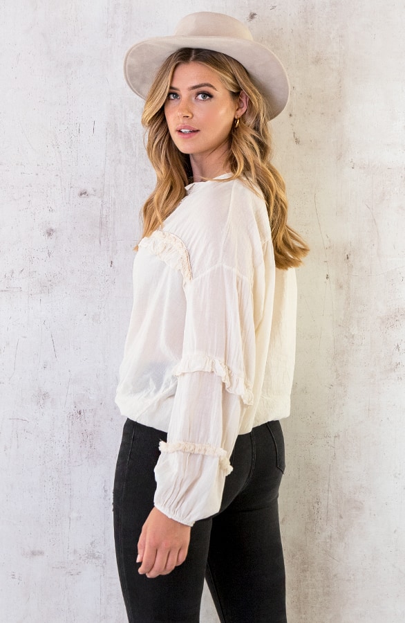 Katoenen Ruches Blouse Ecru – shoparchief, foto 6